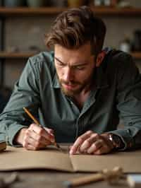 masculine  man engaging in a hobby or craft