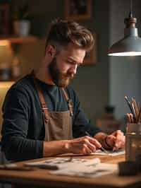 masculine  man engaging in a hobby or craft