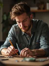 masculine  man engaging in a hobby or craft