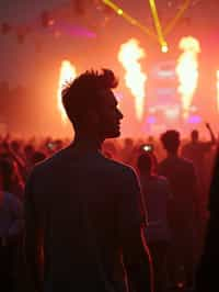 masculine  man enjoying a concert or music festival