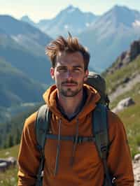 masculine  man in going hiking outdoors in mountains