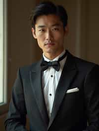 an alluring masculine  man dressed in elegant evening wear