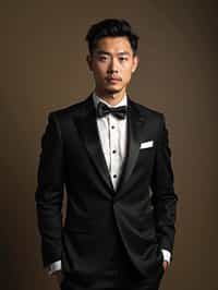 an alluring masculine  man dressed in elegant evening wear