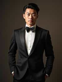 an alluring masculine  man dressed in elegant evening wear