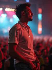 masculine  man enjoying a concert or music festival