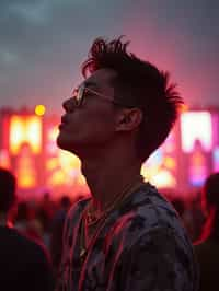 masculine  man enjoying a concert or music festival