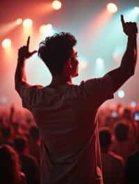 masculine  man enjoying a concert or music festival