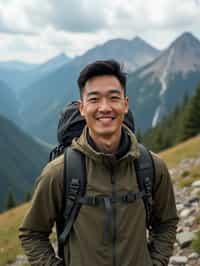 masculine  man in going hiking outdoors in mountains