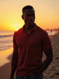 masculine  man enjoying a sunset at a beach or park