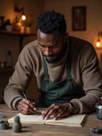 masculine  man engaging in a hobby or craft