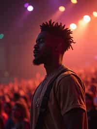 masculine  man enjoying a concert or music festival