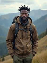 masculine  man in going hiking outdoors in mountains