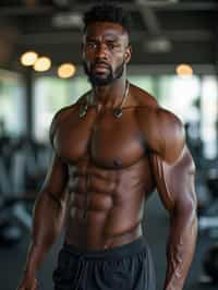 masculine  man wearing  or shorts and sports top in the fitness gym