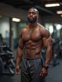 masculine  man wearing  or shorts and sports top in the fitness gym