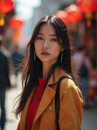 a stylish  feminine woman exploring a street market