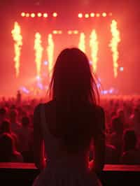 feminine woman enjoying a concert or music festival