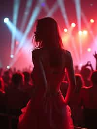 feminine woman enjoying a concert or music festival