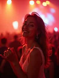 feminine woman enjoying a concert or music festival