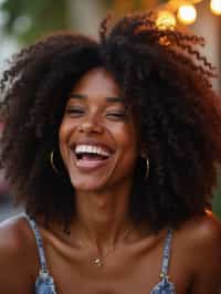 feminine woman laughing and hanging out with friends