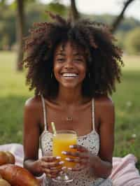 feminine woman having a fun outdoor picnic