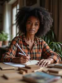 feminine woman engaging in a hobby or craft