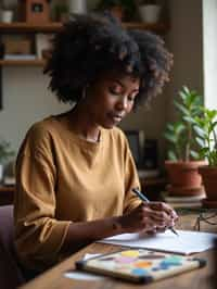 feminine woman engaging in a hobby or craft