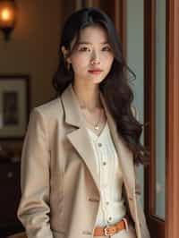 a woman in preppy style, old money aesthetic, posh style, elite school stlye, luxurious style, gossip girl neo-prep style, ralph lauren style, country club style, ivy league style 