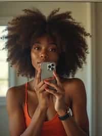 beautiful woman taking a selfie in bathroom mirror