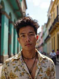 man in Havana with the colorful old town in the background