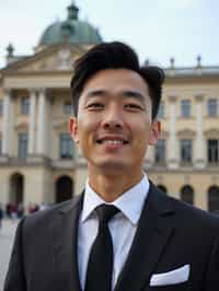 man in Vienna with the Schönbrunn Palace in the background