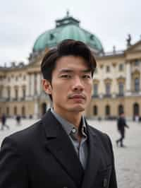 man in Vienna with the Schönbrunn Palace in the background