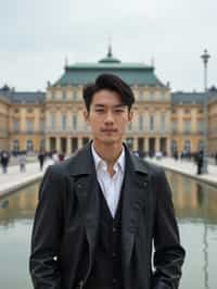 man in Vienna with the Schönbrunn Palace in the background