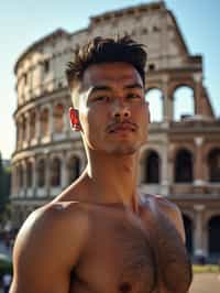 man in Rome with the Colosseum in the background