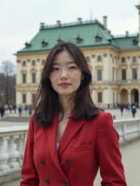 woman in Vienna with the Schönbrunn Palace in the background