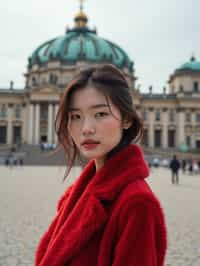 woman in Vienna with the Schönbrunn Palace in the background