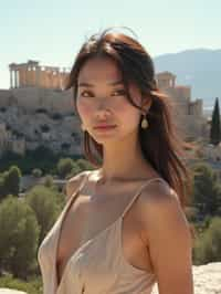 woman in Athens with the Acropolis in the background