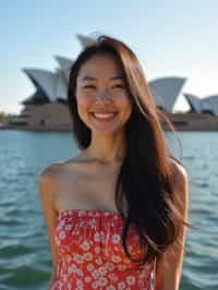 woman in Sydney with the Sydney Opera House in the background