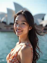 woman in Sydney with the Sydney Opera House in the background