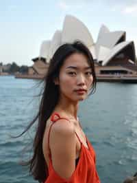 woman in Sydney with the Sydney Opera House in the background