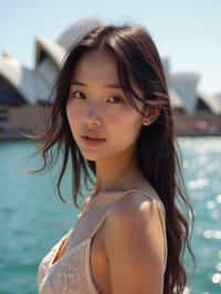 woman in Sydney with the Sydney Opera House in the background