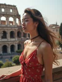 woman in Rome with the Colosseum in the background