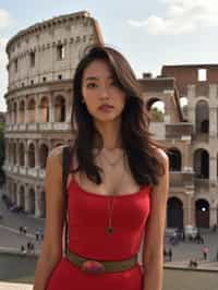 woman in Rome with the Colosseum in the background