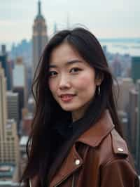 woman in New York City with Manhattan in background