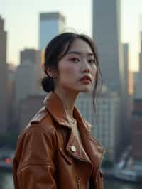 woman in New York City with Manhattan in background