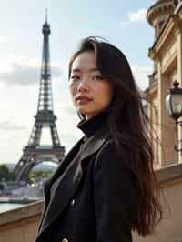 woman in Paris with the Eiffel Tower in background