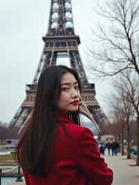 woman in Paris with the Eiffel Tower in background