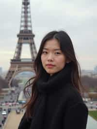 woman in Paris with the Eiffel Tower in background