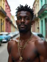 man in Havana with the colorful old town in the background