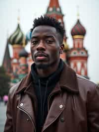 man in Moscow with the Kremlin in the background