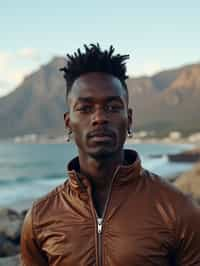 man in Cape Town with the Table Mountain in the background